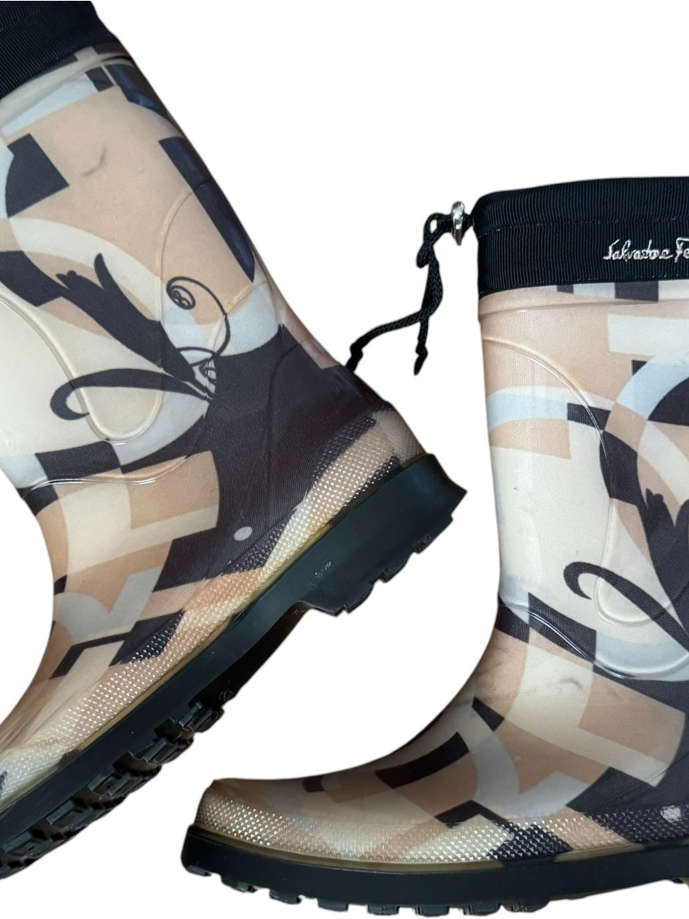 Like New Y2K Salvatore Ferragamo Graphic Rain Boots
